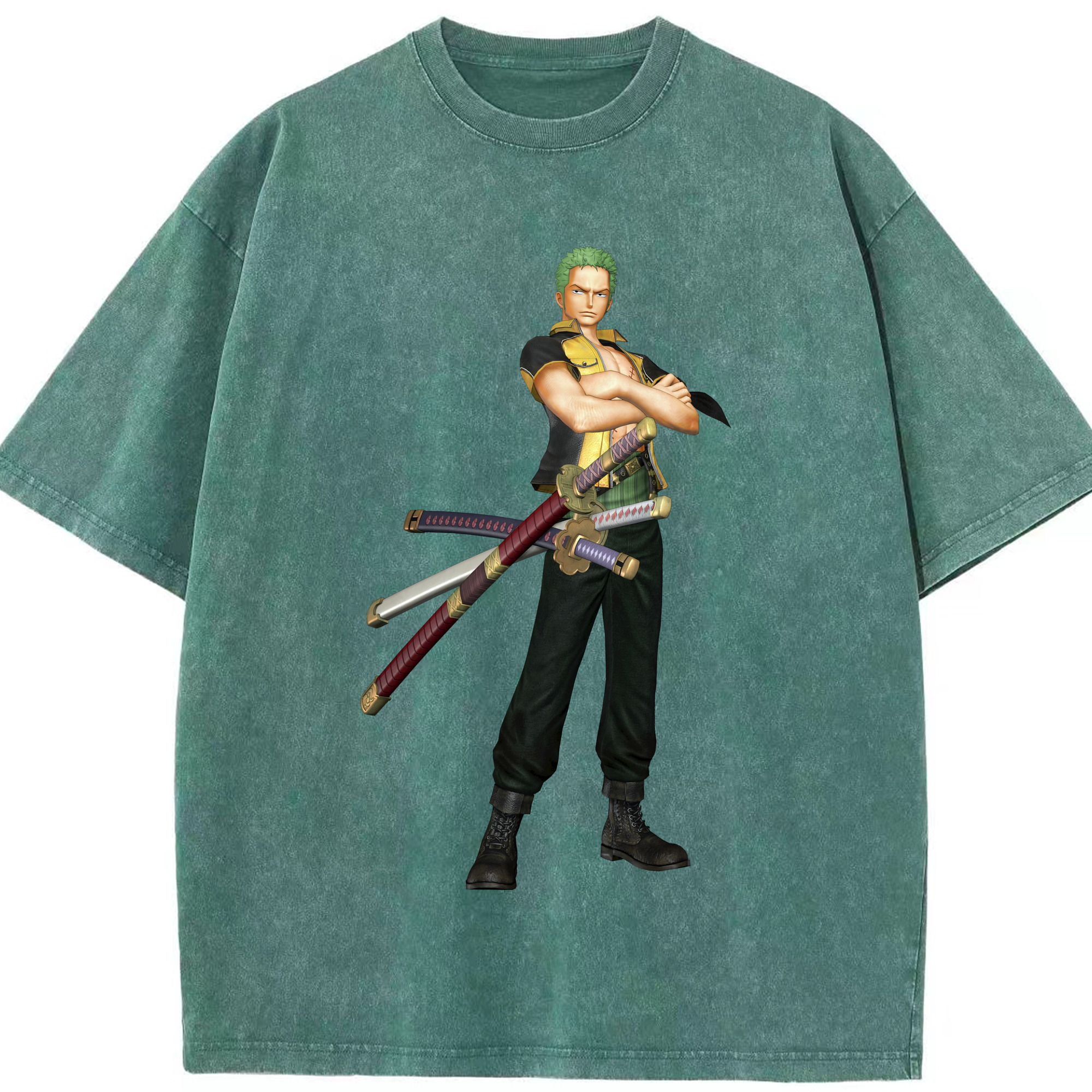 ワンピース ロロノア・ゾロ ONE PIECE Roronoa Zoro 綿100% ヴィンテージ風 半袖Tシャツ（フロントプリント）